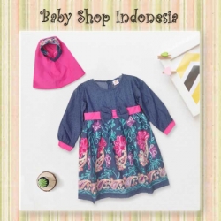 large Dress Denim Gamis Anak pink